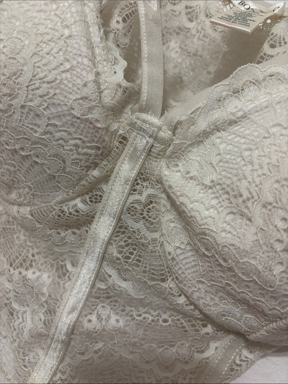 Bozzolo Cream Lace Longline Bralette